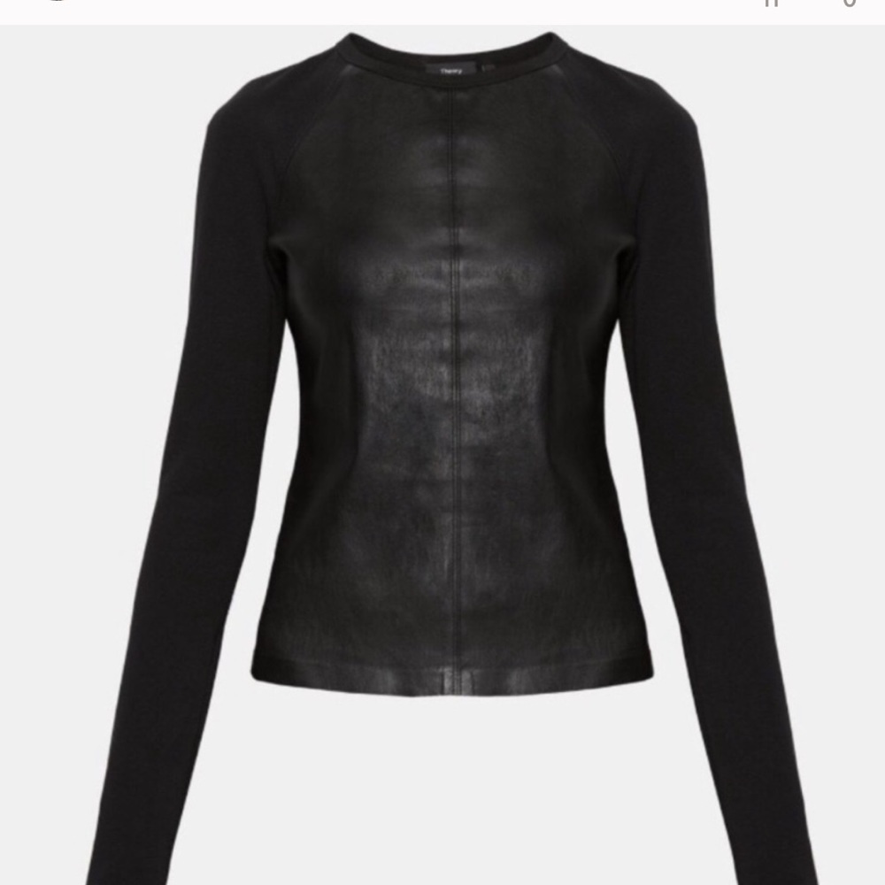 New Without Tags Theory Bristol Leather Raglan Top
